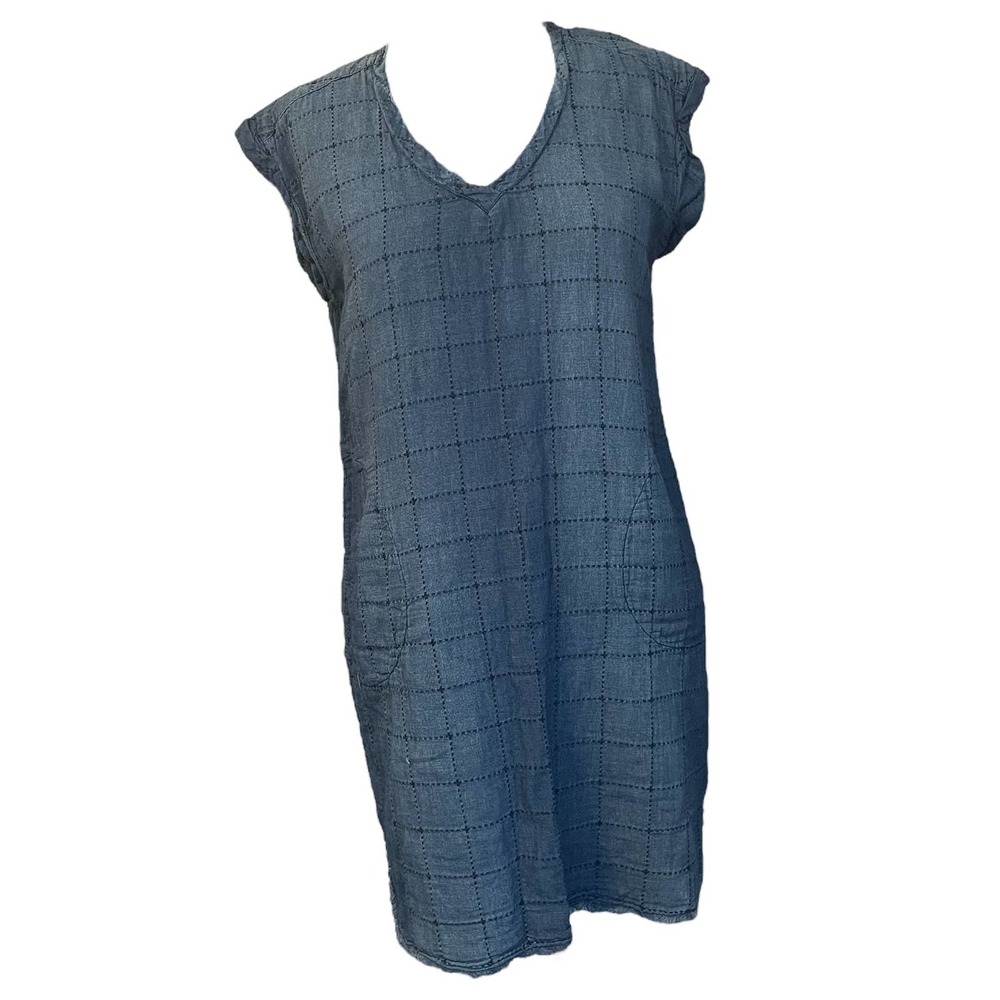SOLD Anthropologie Cloth & Stone Quited Blue Chambray Shift Dress